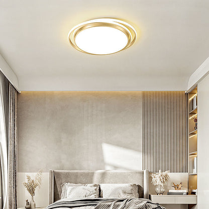 Modern Luxury Round Aluminum Iron Acrylic Shade LED Flush Mount Ceiling Light For Living Room