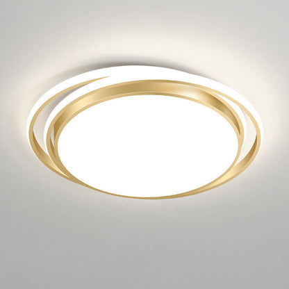 Modern Luxury Round Aluminum Iron Acrylic Shade LED Flush Mount Ceiling Light For Living Room