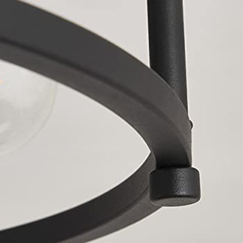 Contemporary Industrial Round Iron Frame 4-Light Semi-Flush Mount Ceiling Light For Living Room