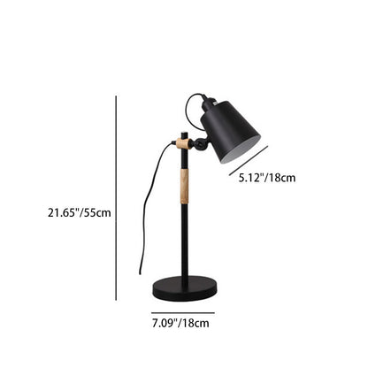 Modern Minimalist Cylinder Wood Hardware 1-Light Study Table Lamp For Bedroom
