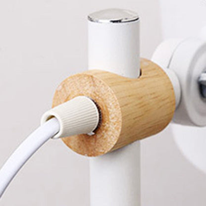 Modern Minimalist Cylinder Wood Hardware 1-Light Study Table Lamp For Bedroom