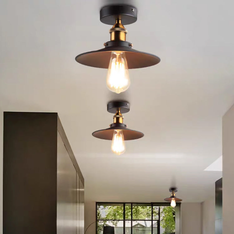 Contemporary Industrial Round Lotus Leaf Shape Iron 1-Light Semi-Flush Mount Ceiling Light For Living Room