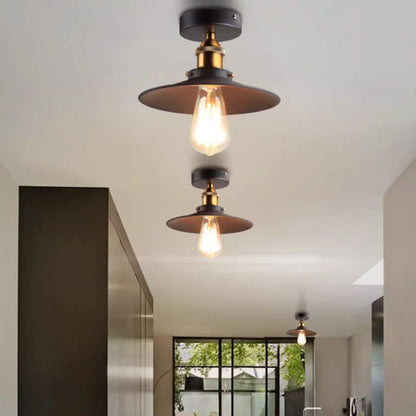 Contemporary Industrial Round Lotus Leaf Shape Iron 1-Light Semi-Flush Mount Ceiling Light For Living Room
