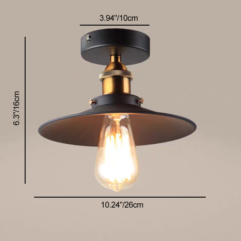 Contemporary Industrial Round Lotus Leaf Shape Iron 1-Light Semi-Flush Mount Ceiling Light For Living Room