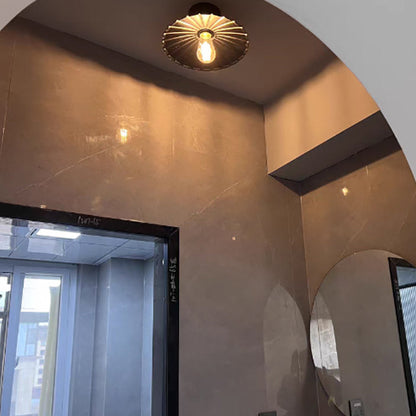Contemporary Industrial Round Lotus Leaf Shape Iron 1-Light Semi-Flush Mount Ceiling Light For Living Room