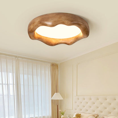 Contemporary Nordic Round Iceberg Shape Iron Frame Resin LED Flush Mount Ceiling Light For Bedroom