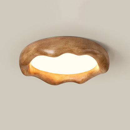 Contemporary Nordic Round Iceberg Shape Iron Frame Resin LED Flush Mount Ceiling Light For Bedroom