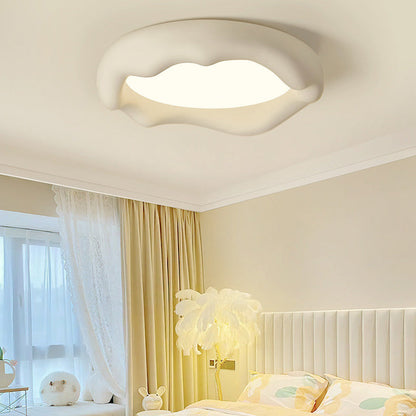 Contemporary Nordic Round Iceberg Shape Iron Frame Resin LED Flush Mount Ceiling Light For Bedroom