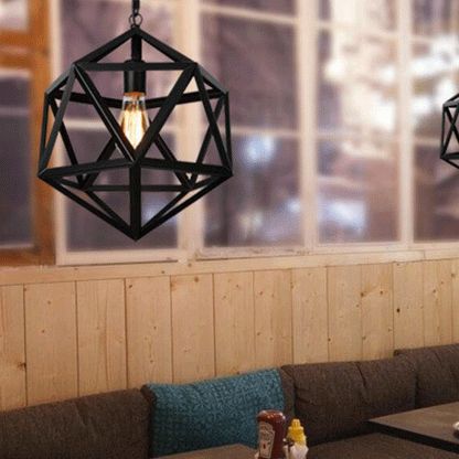 Contemporary Industrial Polygonal Diamond Iron Frame 1-Light Pendant Light For Living Room