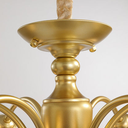 Traditional French Branch Curved Rod Flared Flower Iron Glass 5/6/8/10 Light Chandelier For Living Room