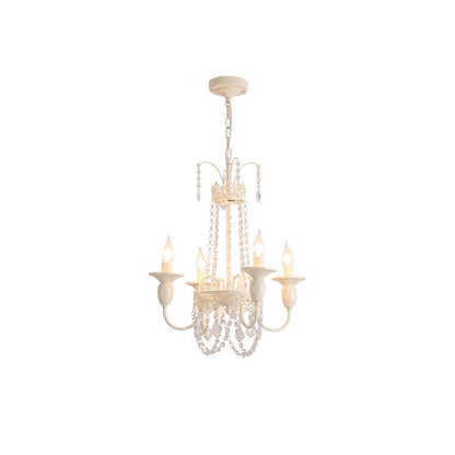 Traditional French Curved Rod Branch Candelabra Iron Frame Crystal 4/6/8 Light Chandelier For Living Room