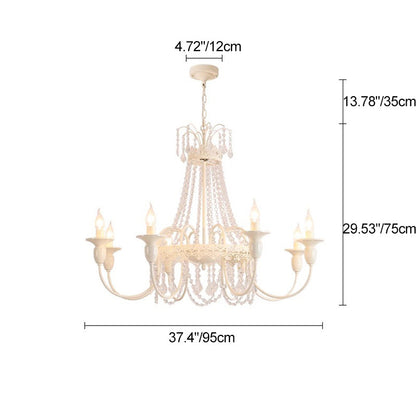 Traditional French Curved Rod Branch Candelabra Iron Frame Crystal 4/6/8 Light Chandelier For Living Room