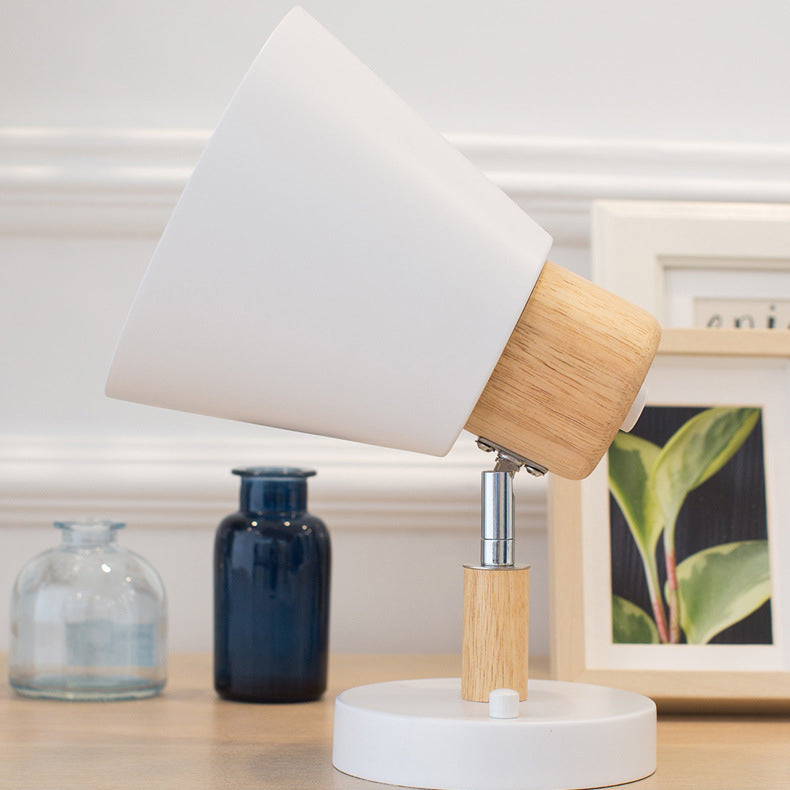 Modern Minimalist Round Horn Shape Wooden Iron 1-Light Wall Sconce Lamp For Bedroom