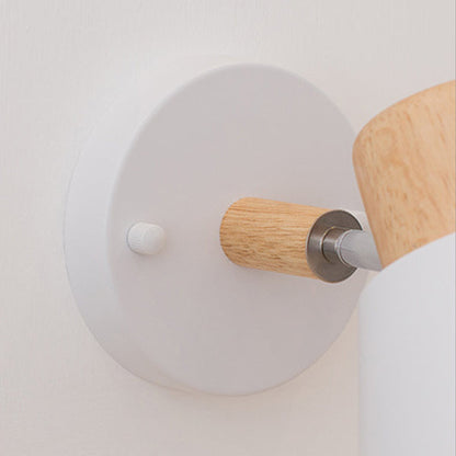Modern Minimalist Round Horn Shape Wooden Iron 1-Light Wall Sconce Lamp For Bedroom