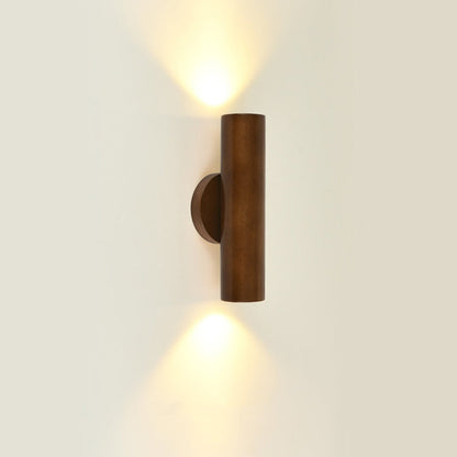 Modern Minimalist Cylinder Wood Grain Rubberwood LED Wall Sconce Lamp For Bedroom