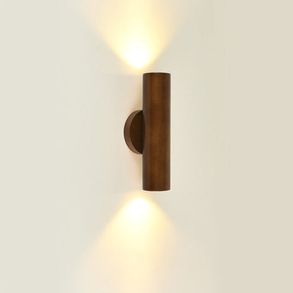 Modern Minimalist Cylinder Wood Grain Rubberwood LED Wall Sconce Lamp For Bedroom