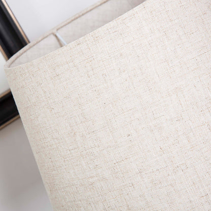 Modern Mid-Century Cylinder Round Fabric Shade Iron Base 1-Light Table Lamp For Bedroom