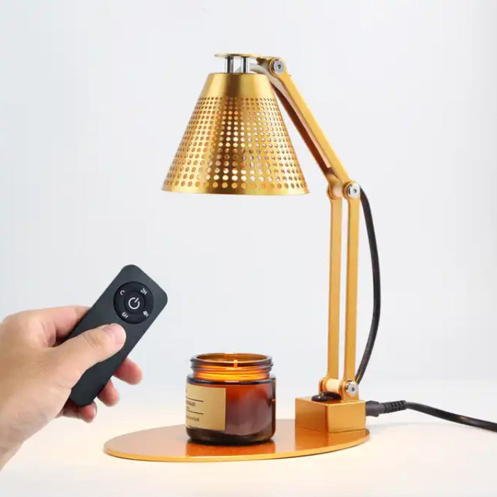 Modern Minimalist Romantic Collapsible Cylinder Striped Iron Glass Shade 1-Light Aroma Melting Wax Table Lamp For Bedroom