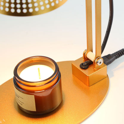 Modern Minimalist Romantic Collapsible Cylinder Striped Iron Glass Shade 1-Light Aroma Melting Wax Table Lamp For Bedroom
