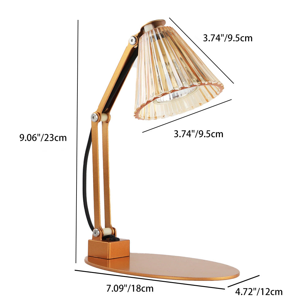 Modern Minimalist Romantic Collapsible Cylinder Striped Iron Glass Shade 1-Light Aroma Melting Wax Table Lamp For Bedroom