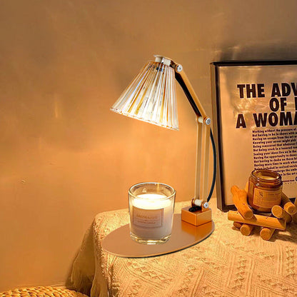 Modern Minimalist Romantic Collapsible Cylinder Striped Iron Glass Shade 1-Light Aroma Melting Wax Table Lamp For Bedroom