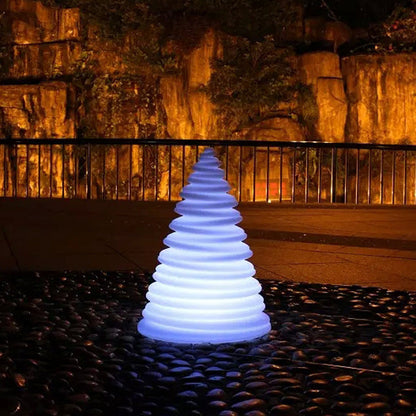 Modern Art Deco Rechargeable Christmas Tree Shape Plastic LED Outdoor Light For Garden