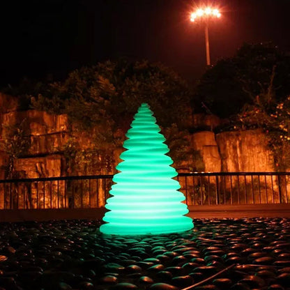 Modern Art Deco Rechargeable Christmas Tree Shape Plastic LED Outdoor Light For Garden