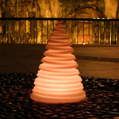 Modern Art Deco Rechargeable Christmas Tree Shape Plastic LED Outdoor Light For Garden