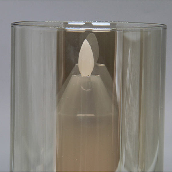Modern Art Deco Sensible Cylinder Candlestick Glass ABS LED Table Lamp For Living Room