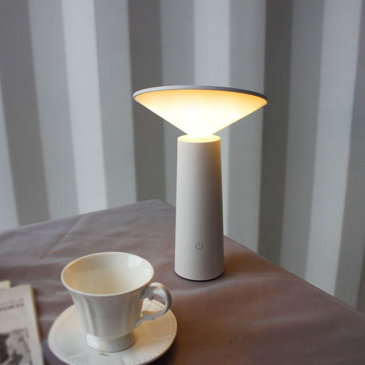 Modern Minimalist Eye Protection Cylinder Cone ABS LED Table Lamp For Bedroom