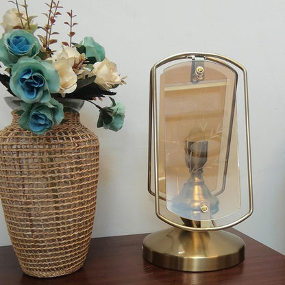 Modern Art Deco Rectangle Clip Corner Candle Holder Iron Acrylic 1-Light Table Lamp For Living Room