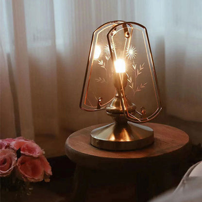 Modern Art Deco Rectangle Clip Corner Candle Holder Iron Acrylic 1-Light Table Lamp For Living Room