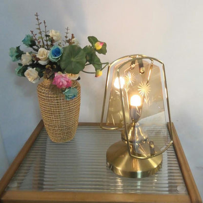 Modern Art Deco Rectangle Clip Corner Candle Holder Iron Acrylic 1-Light Table Lamp For Living Room
