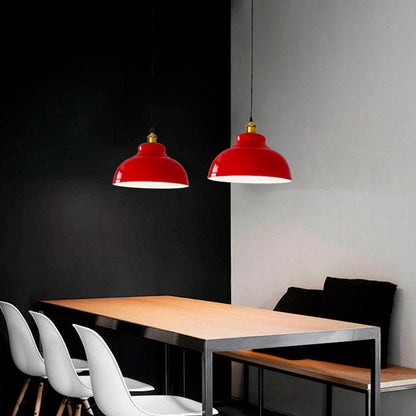 Contemporary Industrial Round Pot Lid Shape Iron 1-Light Pendant Light For Living Room