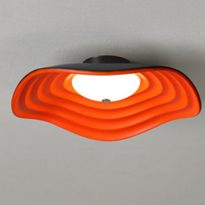 Contemporary Creative Irregular Lotus Leaf Dome Resin LED Semi-Flush Mount Ceiling Light For Living Room