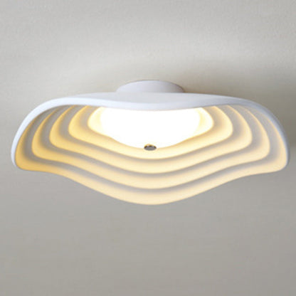 Contemporary Creative Irregular Lotus Leaf Dome Resin LED Semi-Flush Mount Ceiling Light For Living Room