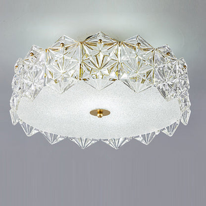 Traditional French Iron Glass Round 5/6/8-Light Semi-Flush Mount Ceiling Light For Living Room & Bedroom