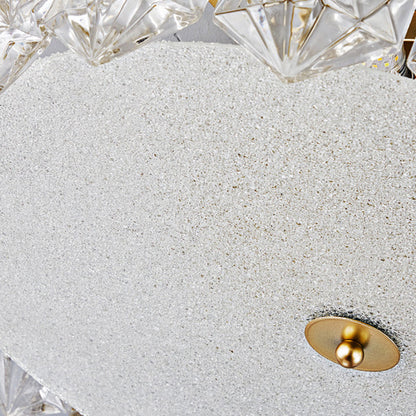 Traditional French Iron Glass Round 5/6/8-Light Semi-Flush Mount Ceiling Light For Living Room & Bedroom