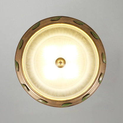 Traditional European Iron Glass Cone-Shaped 3/4/5-Light Flush Mount Ceiling Light For Living Room Or Bedroom