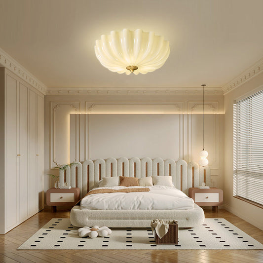 Contemporary Nordic Brass Glass Petal-Shaped 3/4-Light Flush Mount Ceiling Light For Living Room Or Bedroom