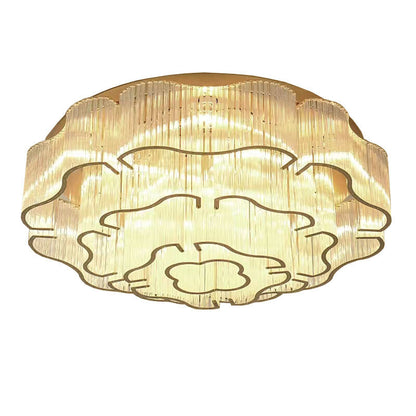 Contemporary Luxury Hardware Glass Round 7/11-Light Semi-Flush Mount Ceiling Light For Living Room, Bedroom