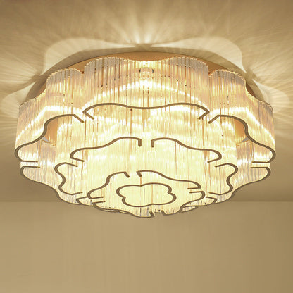 Contemporary Luxury Hardware Glass Round 7/11-Light Semi-Flush Mount Ceiling Light For Living Room, Bedroom