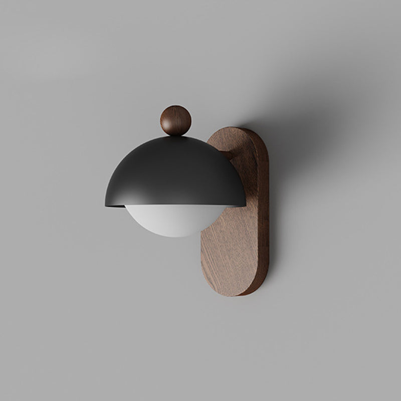 Modern Mid-Century Iron Solid Wood Acrylic Modular Spherical 1-Light Wall Sconce Lamp For Study Or Bedside