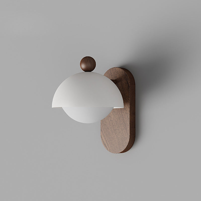 Modern Mid-Century Iron Solid Wood Acrylic Modular Spherical 1-Light Wall Sconce Lamp For Study Or Bedside
