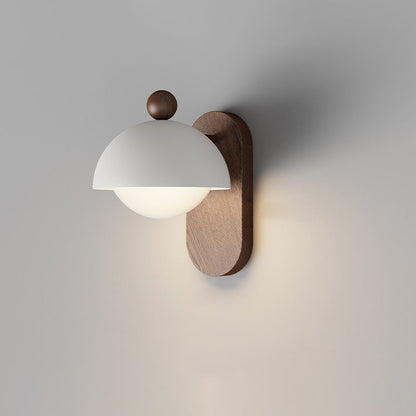 Modern Mid-Century Iron Solid Wood Acrylic Modular Spherical 1-Light Wall Sconce Lamp For Study Or Bedside