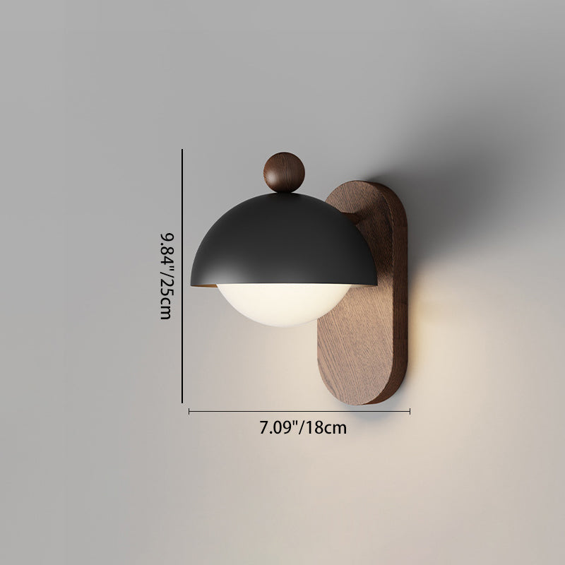 Modern Mid-Century Iron Solid Wood Acrylic Modular Spherical 1-Light Wall Sconce Lamp For Study Or Bedside