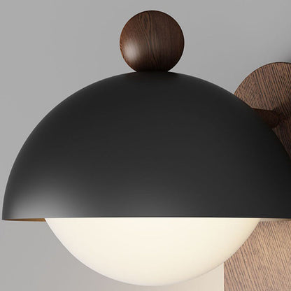 Modern Mid-Century Iron Solid Wood Acrylic Modular Spherical 1-Light Wall Sconce Lamp For Study Or Bedside