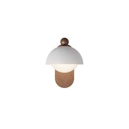 Modern Mid-Century Iron Solid Wood Acrylic Modular Spherical 1-Light Wall Sconce Lamp For Study Or Bedside