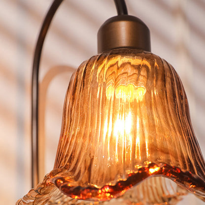 Traditional French Iron Resin Glass Petal-Shaped 1-Light Wall Sconce Lamp For Hallway Or Bedroom