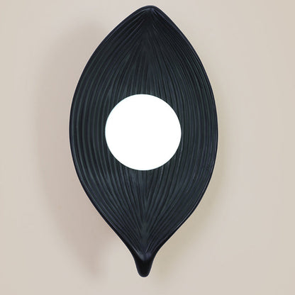 Traditional Japanese Resin Rotomolding Leaf-Shaped 1-Light Wall Sconce Lamp For Bedroom Or Hallway